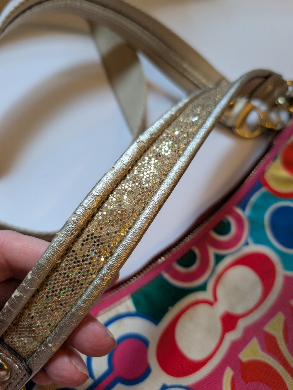 Coach Poppy Multicolor Signature Pattern Crossbody Bag in Gold Trim - Picture 11 of 15